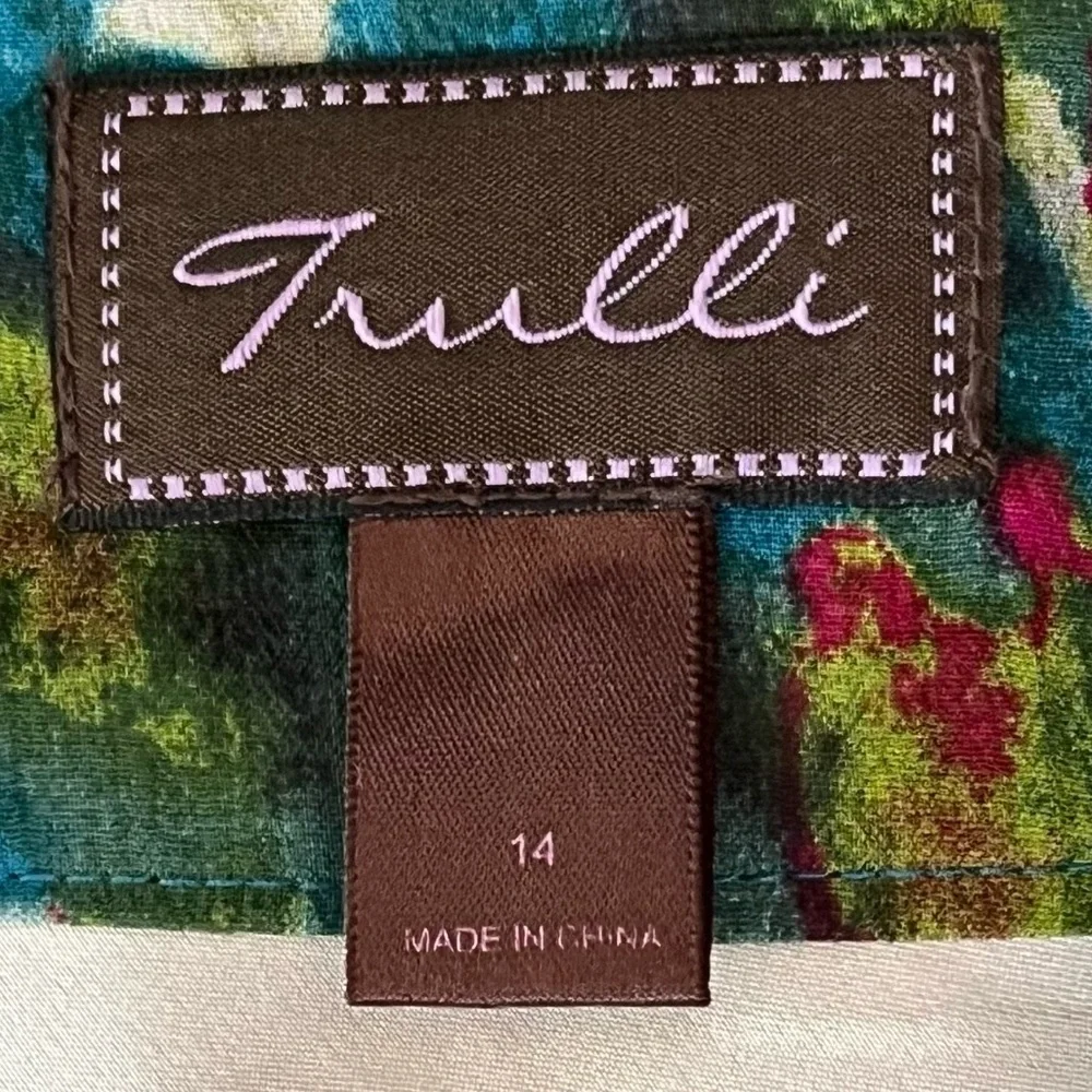 Trulli Size 14 Floral Tiered A-Line Skirt Multicolor Feminine Girl Era Bohemian